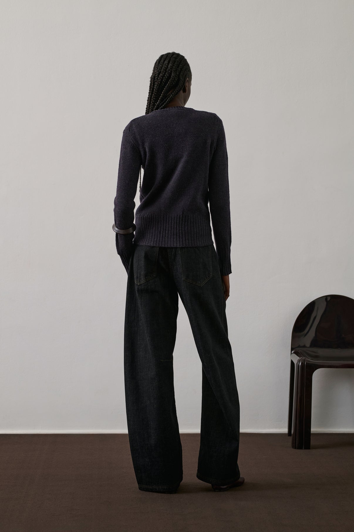 Cardigan Fugu - Aubergine - Laine - Femme vue 2